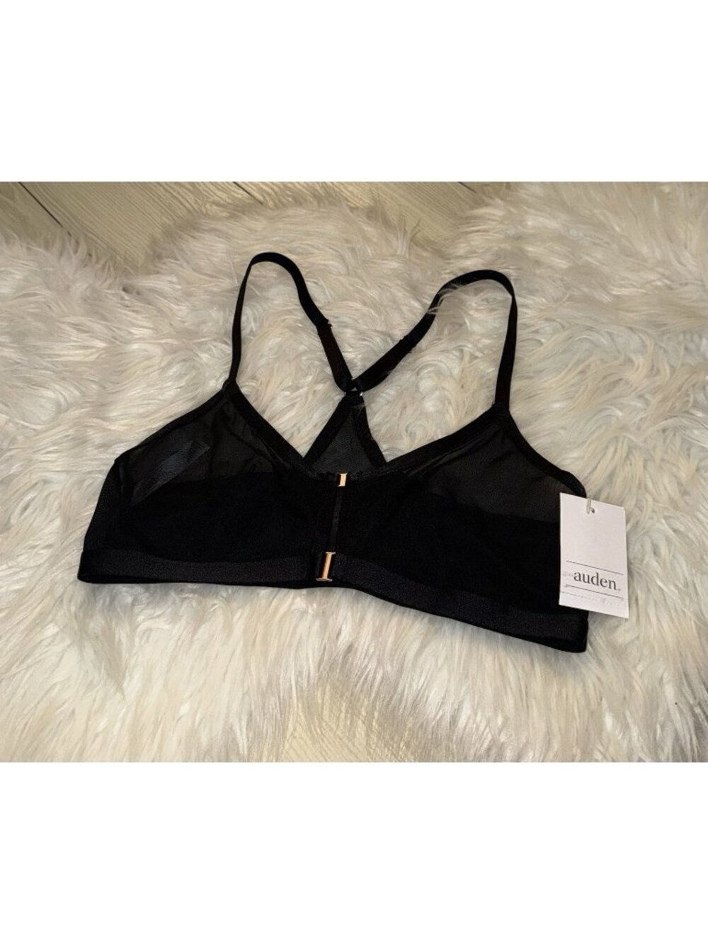 Auden Mesh Bralette Bra Sheer Racerback Wire Free Womens S Small Black New Nwt
